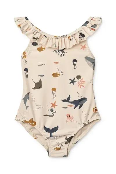 Jednodílné dětské plavky Liewood Kallie Printed Swimsuit béžová barva