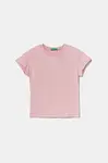 Dětské bavlněné tričko United Colors of Benetton růžová barva, 3I1XC109V