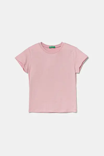 Dětské bavlněné tričko United Colors of Benetton růžová barva, 3I1XC109V