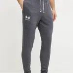 Tepláky Under Armour šedá barva, s potiskem