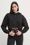 Bavlněná mikina Calvin Klein Jeans dámská, černá barva, s kapucí, hladká, J20J224746