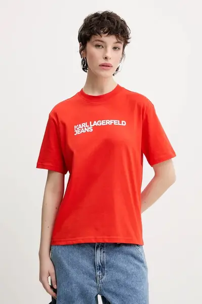 Bavlněné tričko Karl Lagerfeld Jeans oranžová barva, A1W17005