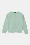 Dětský bavlněný kardigan United Colors of Benetton zelená barva, 1098G500P