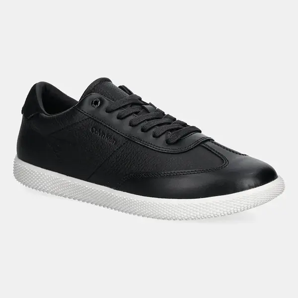 Kožené sneakers boty Calvin Klein LOW TOP LACE UP TMBL LTH černá barva, HM0HM01803