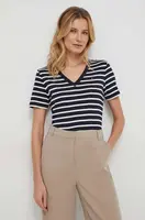 Bavlněné tričko Tommy Hilfiger dámské, tmavomodrá barva, WW0WW40584