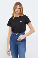 Bavlněné tričko Karl Lagerfeld černá barva