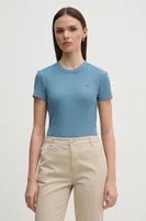 Bavlněné tričko Lacoste dámské, modrá barva, TF5538