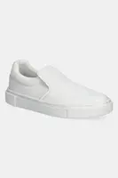Kožené tenisky Calvin Klein CUPSOLE SLIP ON - WOVEN LTH dámské, bílá barva, HW0HW02297