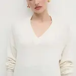 Svetr z vlněné směsi Guess MATILDA dámský, béžová barva, lehký, W4YR55 Z3FH0