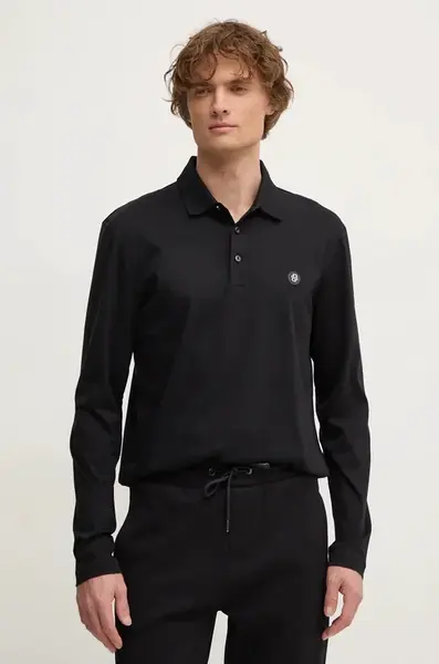 Bavlněné tričko s dlouhým rukávem BOSS černá barva, 50523917