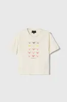 Dětské bavlněné tričko Emporio Armani béžová barva