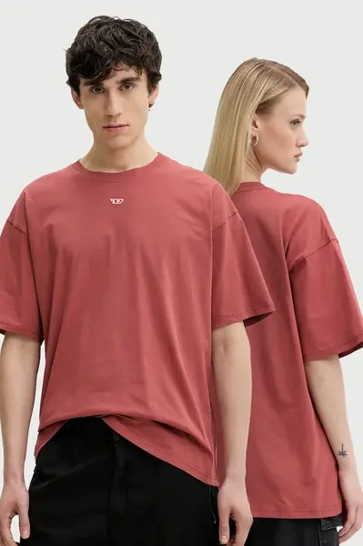 Bavlněné tričko Diesel T-BOXT-D oranžová barva, A14929.0GRAI