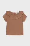 Dětské bavlněné tričko Mayoral hnědá barva, 1045