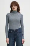 Tričko s dlouhým rukávem Levi's modrá barva, s golfem, A8769