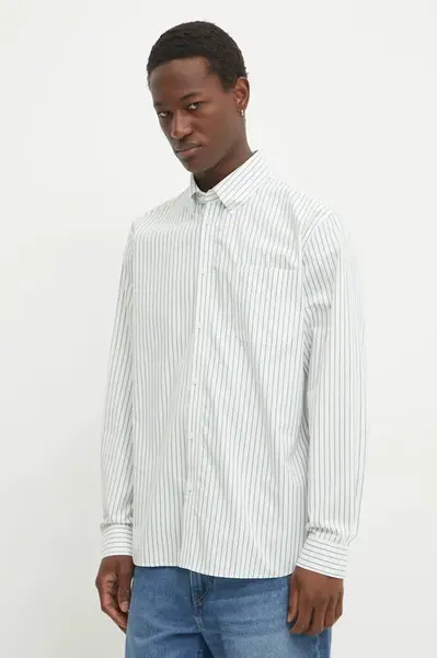 Bavlněná košile Les Deux bílá barva, regular, s límečkem button-down, LDM410206