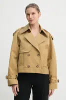 Bavlněný trenčkot Ivy Oak zelená barva, oversize, IO119118
