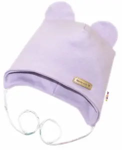 Baby Nellys Čepička na zavazování, bavlna, Little Teddy,  liliová vel.  86/92