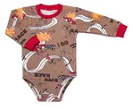 mrofi Body dl. rukáv, bavlna, zapínání u krku , RACE - hnědé, vel. 74