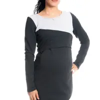 bemaamaa Těhotenské/kojící šaty Jane, dlouhý rukáv - grafitové