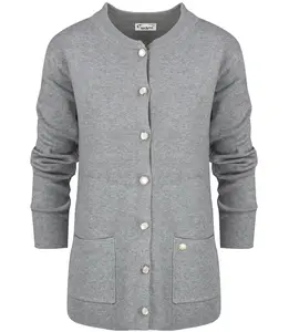 Pri Classic warm thick short cardigan sweater EMILIA decorative buttons