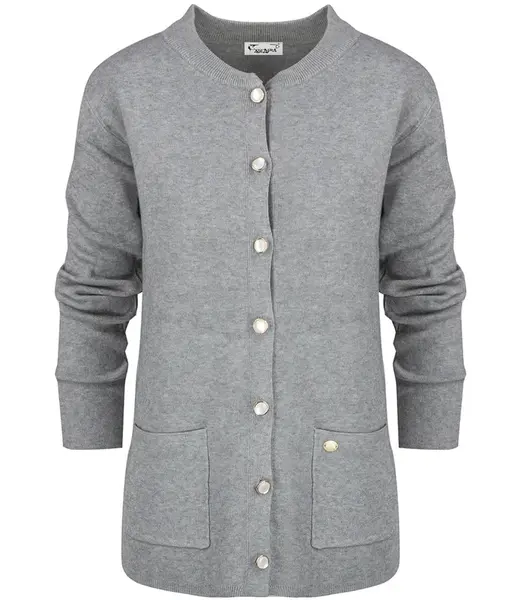 Pri Classic warm thick short cardigan sweater EMILIA decorative buttons