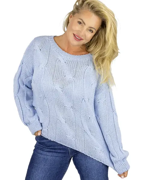 Pri Fluffy Women's Braided Sweater Buffed Sleeves AMELIA