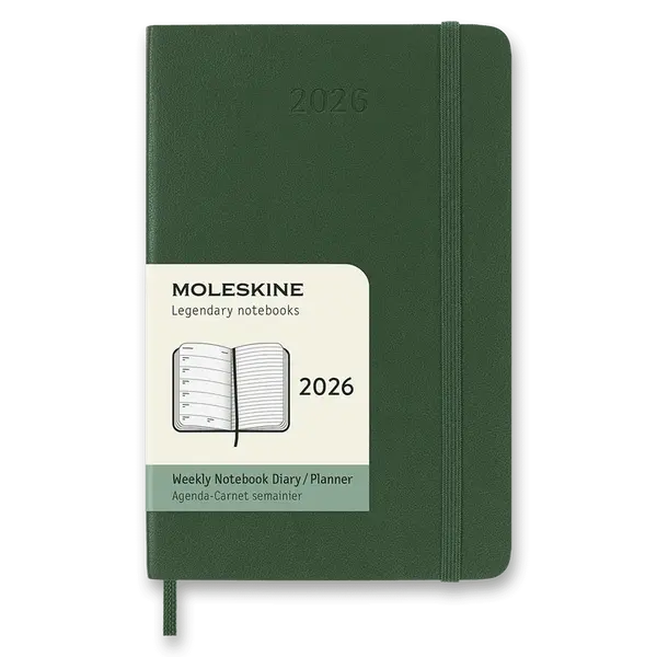 Diář Moleskine 2026 - měkké desky, S, týdenní, tmavě zelený