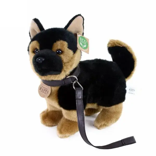 Plyšový pes německý ovčák s vodítkem stojící 23 cm ECO-FRIENDLY