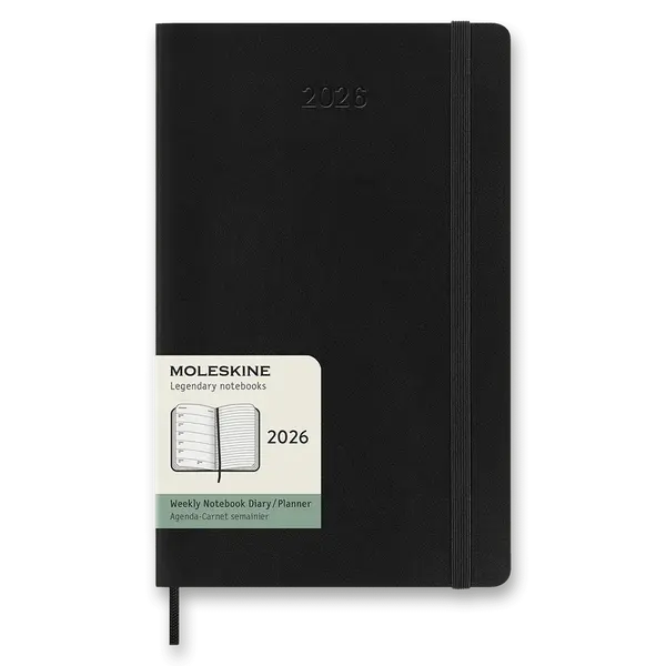 Diář Moleskine 2026 - měkké desky, L, týdenní, černý