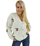 Pri Warm and cozy women's sweater with cherries in autumn LARAMIE