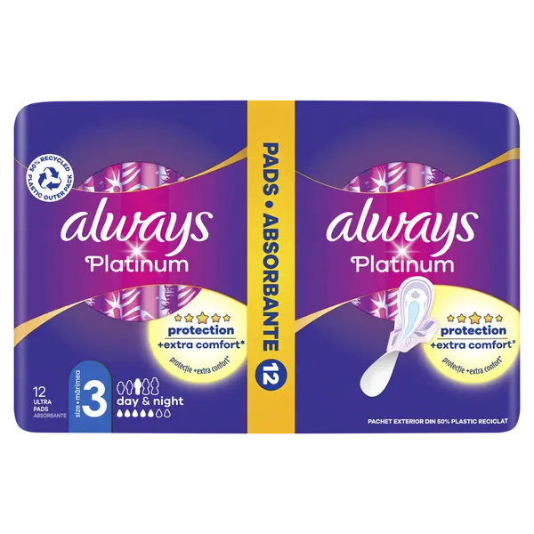 ALWAYS Platinum Day & Night Hygienické vložky s křidélky 12 kusů
