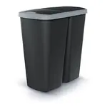 Koš odpadkový COMPACTA Q DUO černá se světle šedým víkem 45l