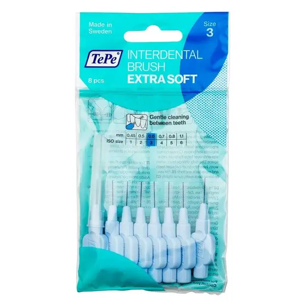 TEPE Mezizubní kartáčky Extra Soft modré 0,6 mm v sáčku 8 ks