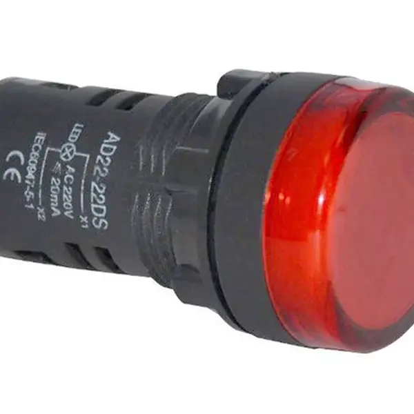 Kontrolka kulatá 230V LED červená 29mm HADEX