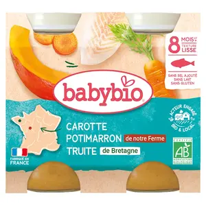 BABYBIO Menu Mrkev a dýně se pstruhem 2x200 g