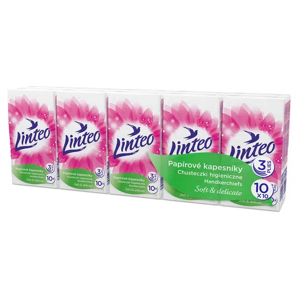 LINTEO Satin Papírové kapesníky 3-vrstvé 10 x 10 ks