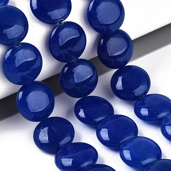 Dyed Natural White Jade Coin Beads Strands