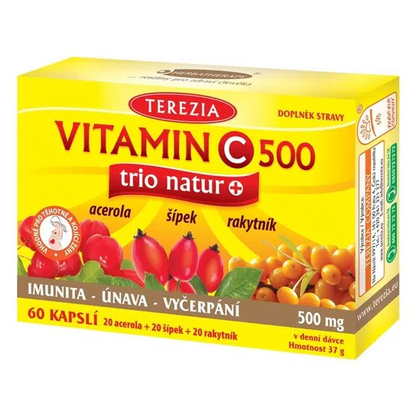 TEREZIA Vitamin C 500 mg trio natur+ 60 kapslí