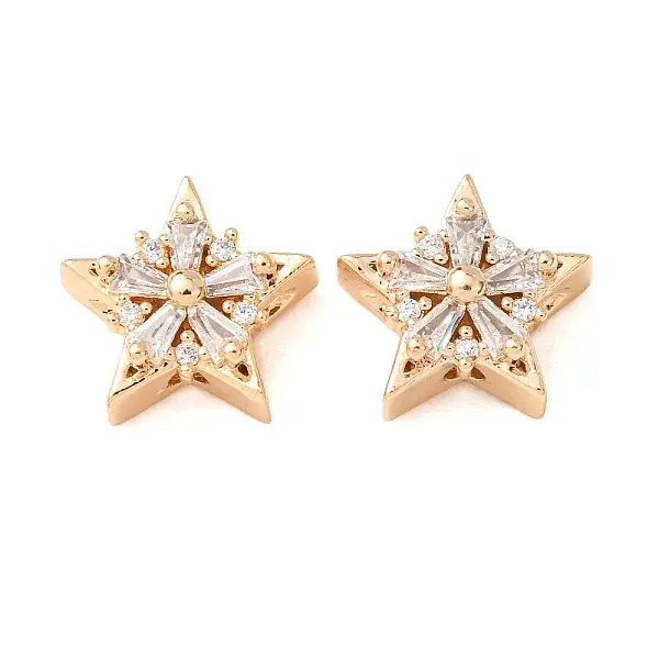 Brass Micro Pave Cubic Zirconia Beads
