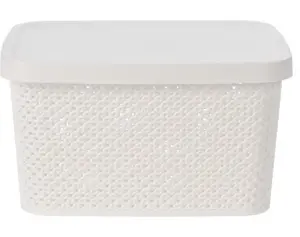 Úložný box s vekom Diamond 7 l, čierny/biely%