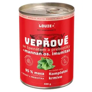 LOUIE Vepřové špenát a prebiotika konzerva pro psy 400 g