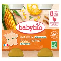 BABYBIO Sladká kukuřice s kuřecím masem 2x200 g