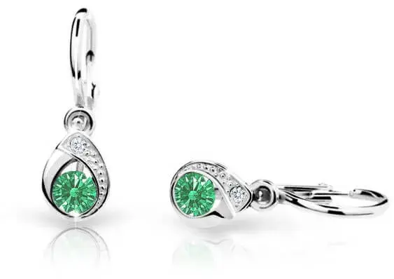 Cutie Jewellery Dětské náušnice z bílého zlata C1898-10-X-2 zelená