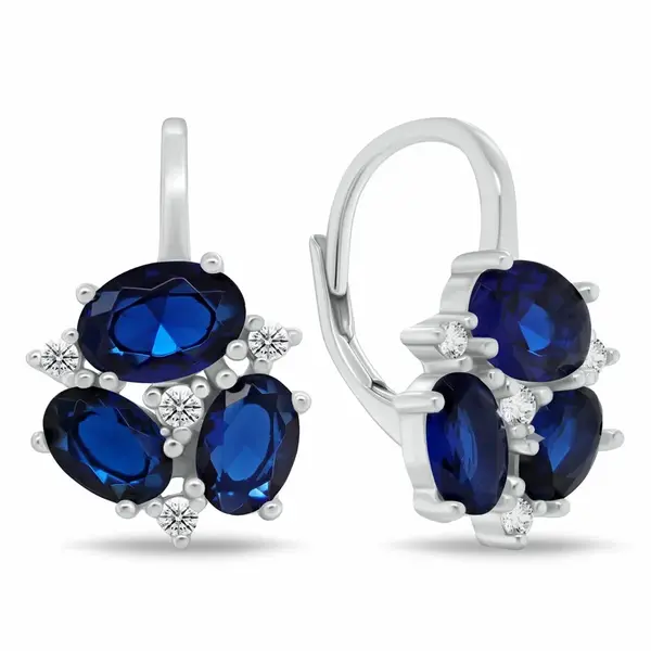 Brilio Silver Krásné stříbrné náušnice s tmavě modrými zirkony EA1182WB