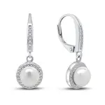 Brilio Silver Půvabné stříbrné náušnice s perlou a zirkony EA88