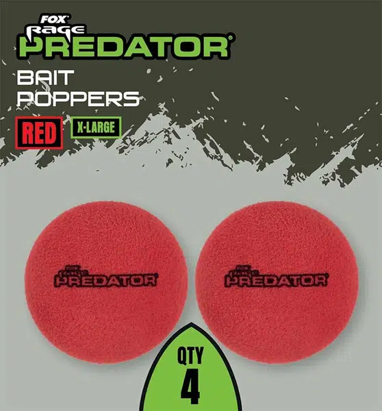 Fox rage predator plovoucí pěna bait poppers 4 ks - červená x-large