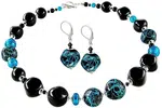 Lampglas Elegantní souprava šperků Turquoise Icon z perel Lampglas s ryzím stříbrem CQ3 (náhrdelník, náušnice)