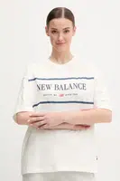 Bavlněné tričko New Balance béžová barva, WT51910SST
