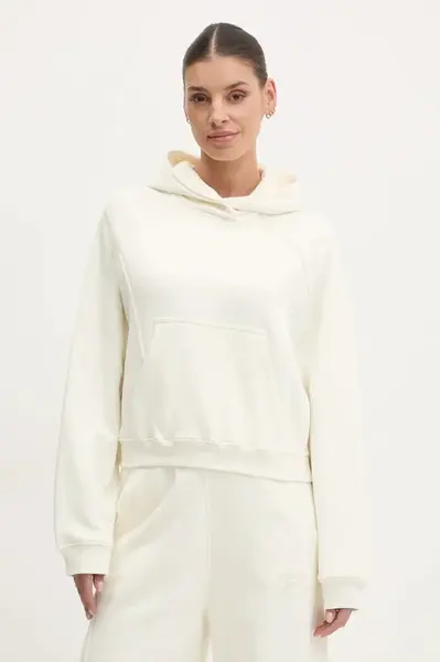 Bavlněná mikina Reebok Classic dámská, béžová barva, s kapucí, hladká, 100214102