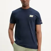 Bavlněné tričko Tommy Jeans tmavomodrá barva, s potiskem, DM0DM21864